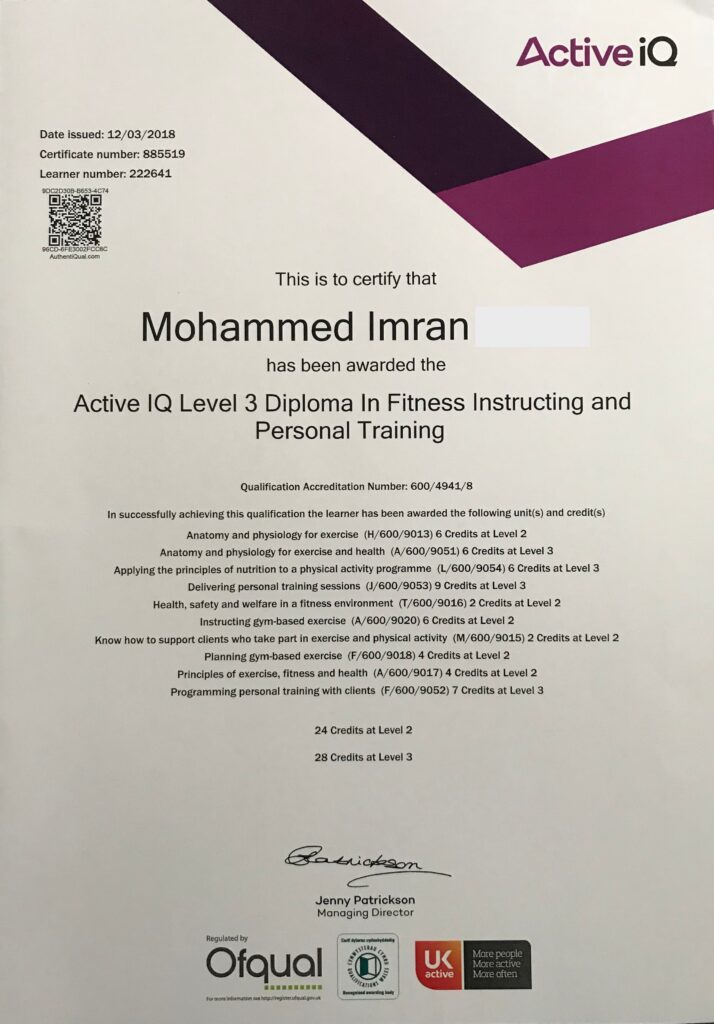 Level 3 Personal Trainer Certificate