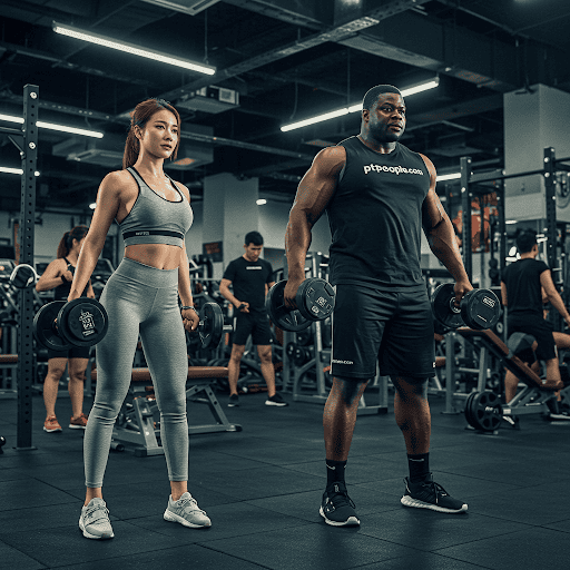 A couple working out at a gym in Shenzhen. Shenzhen gyms offer a variety of options