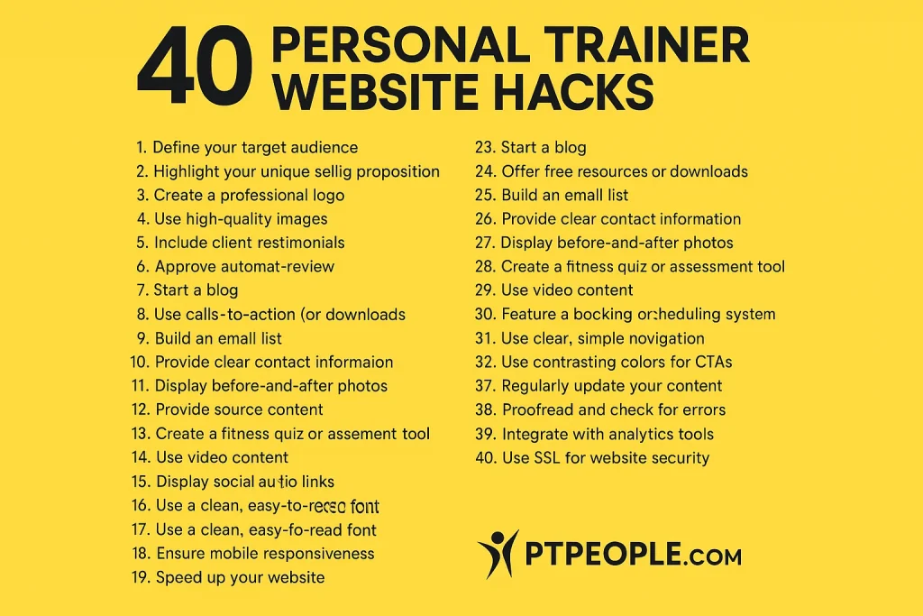 40 Personal Trainer Website Hacks list