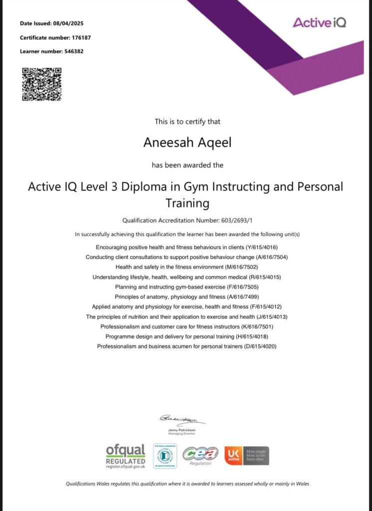 Female Coventry Personal Trainer Certificate 1